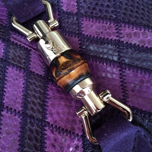 Authentic Gucci Jackie Purple Python & Suede Hobo - Picture 3 of 13